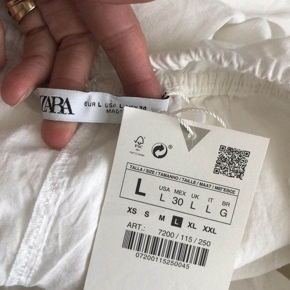 ZARA linen blend crochet Dress Maxi L Cottagecore Open Back coastal Beachy new - Picture 9 of 12